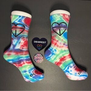DEI3REST Custom Handmade tie-dye Socks. “Four Alignment” Red,Green,Blue,White